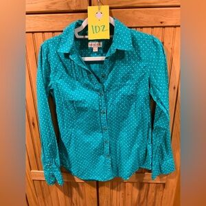 Merona Turquoise Polka Dot Button-Down Shirt